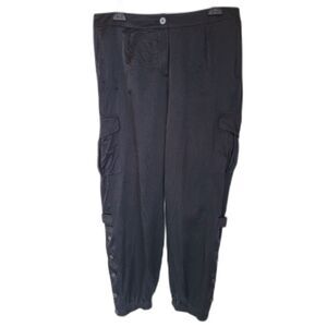 Chicos The Ultimate Fit Black Silk Cargo Elastic ANKLE Pants